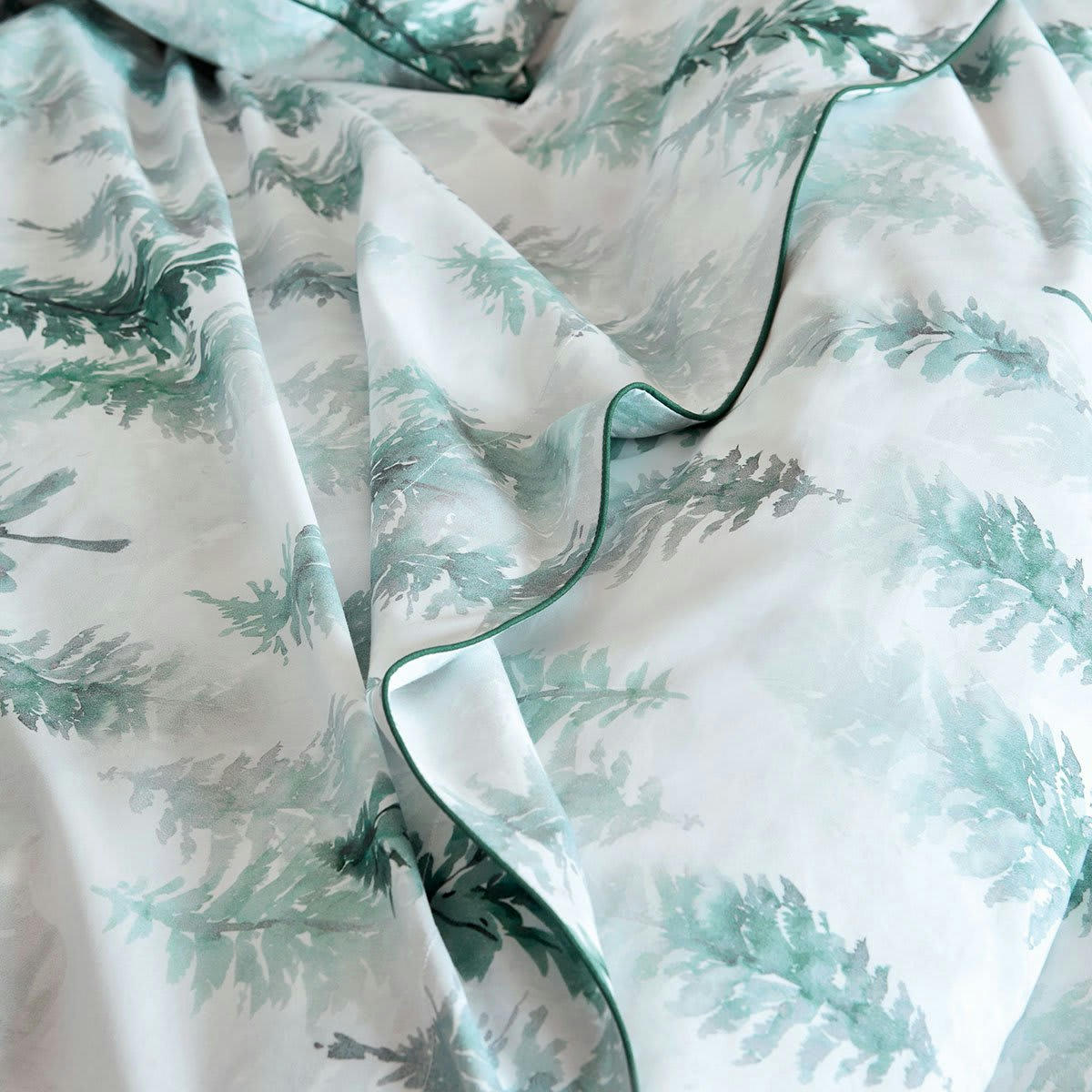 BORÉALE - Drap plat percale vert foncé 240x295 cm