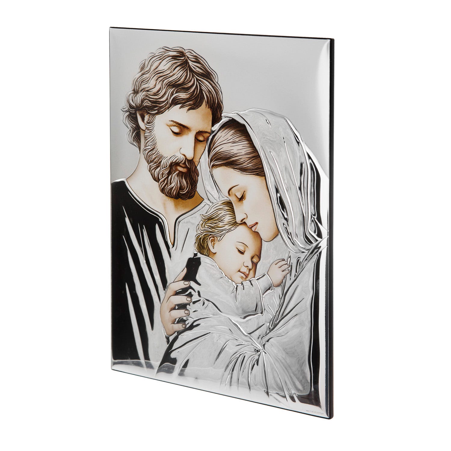 Icona Sacra famiglia ceramica 31x22 cm con argento Miro Silver