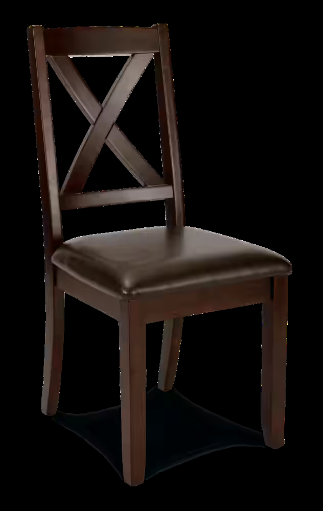 CANVAS Evan's Creek Solid Wood & PU Leather Upholstered Dining Chairs (2-Piece Set), Brown