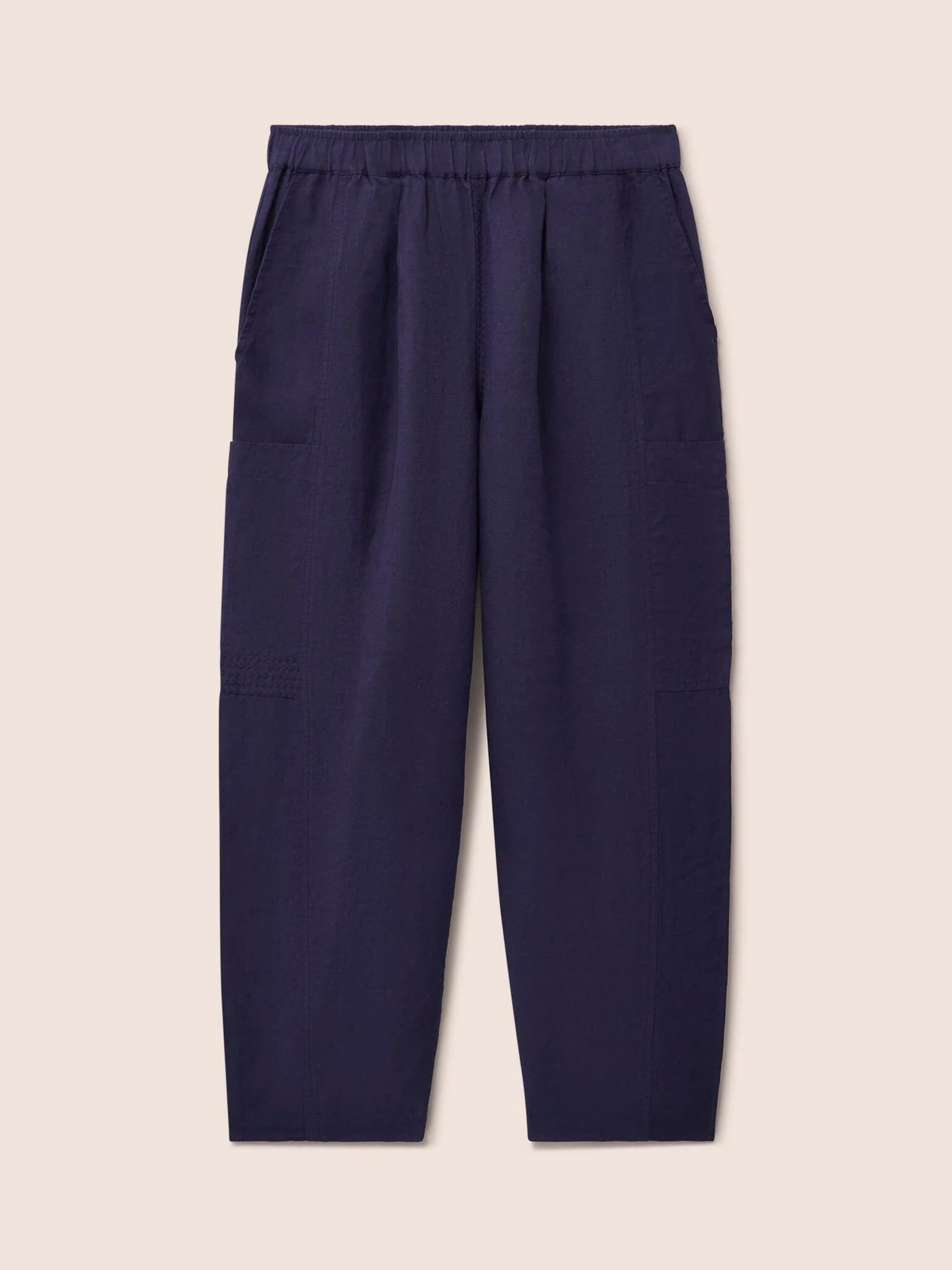 Navy Bembridge Barrel Linen Trouser