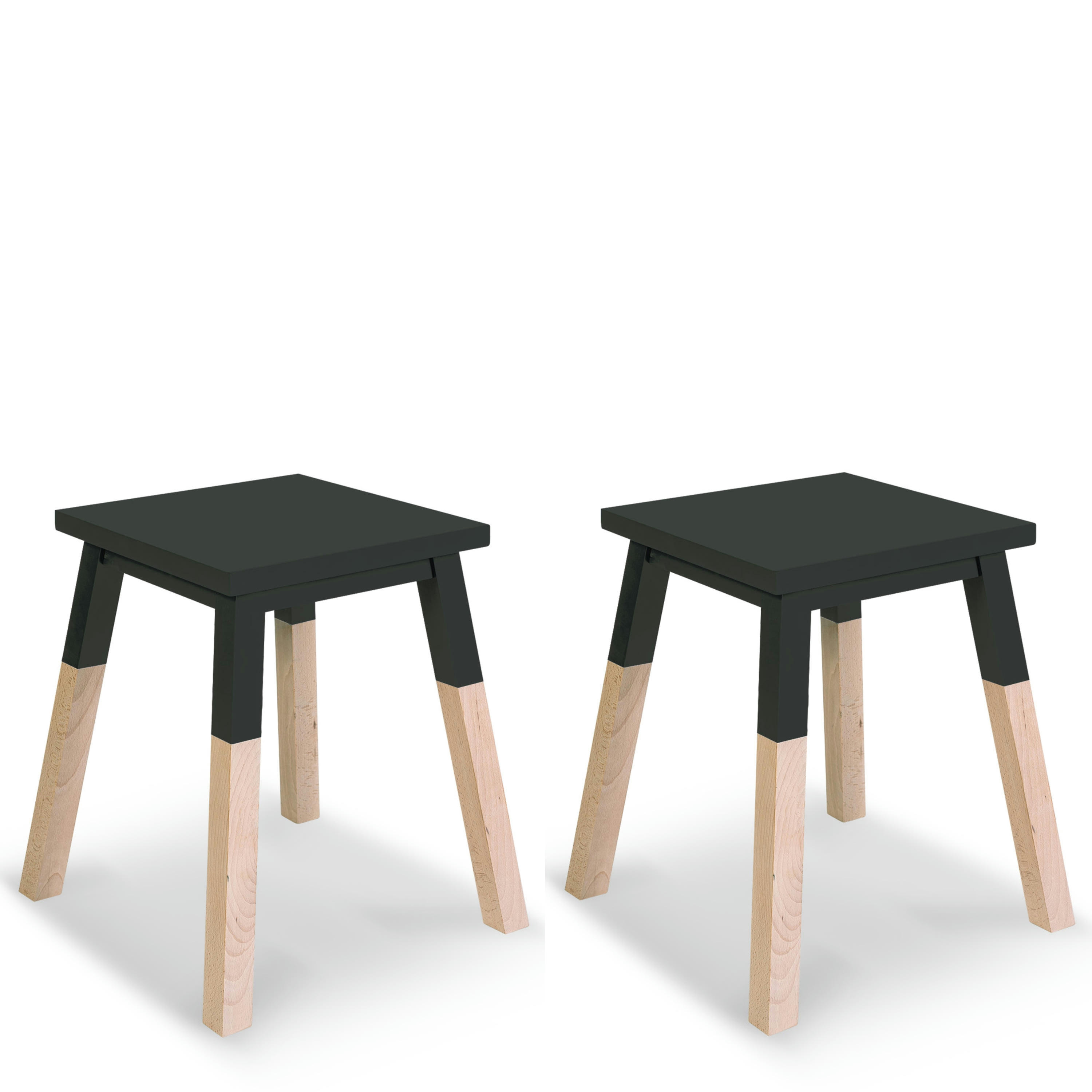 EGEE - 2 tabourets laqués en frêne, assise 35 cm