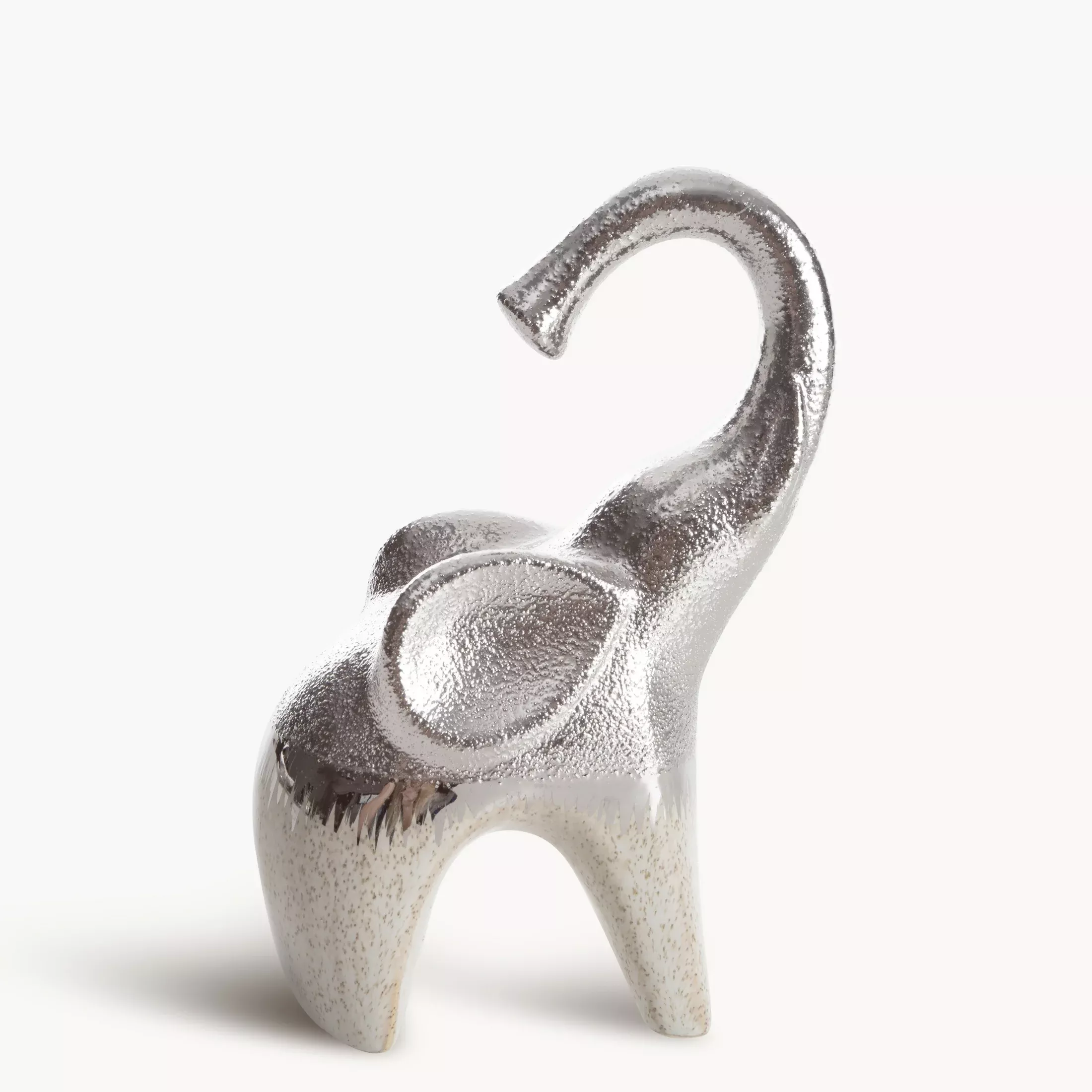 Figurka ceramiczna kremowo-srebrna słońłączący fakturę granitu z lśniącą powierzchnią 13x8x20 cm MAX 2