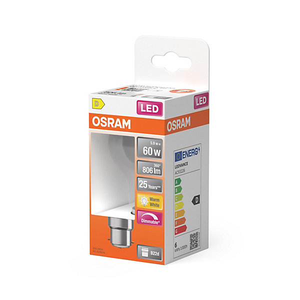OSRAM Lampe LEDSuperstar forme A 60 DIM 5,9 W transparente B22d
