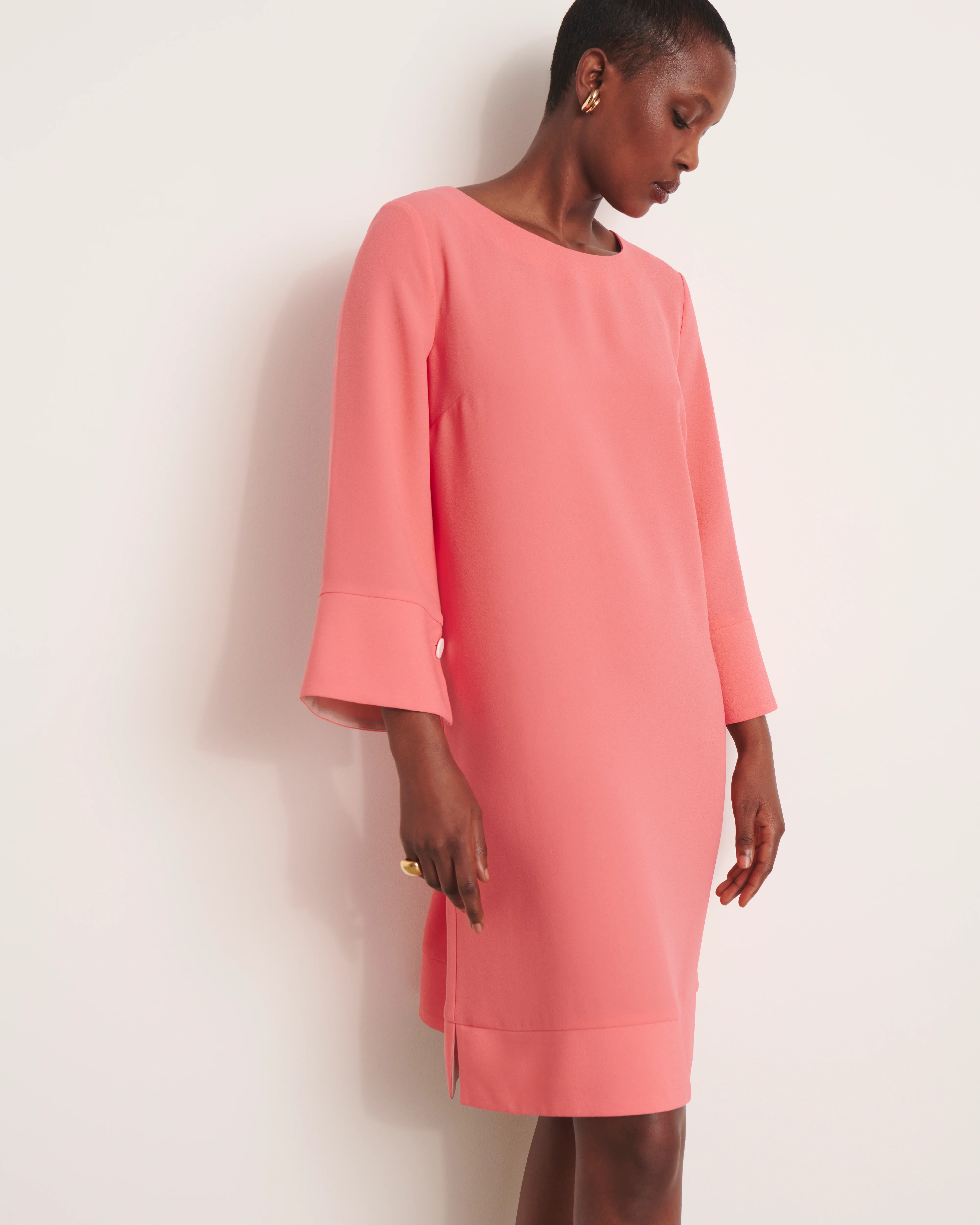 Robe droite rose encolure ronde ROLUA/13235/386