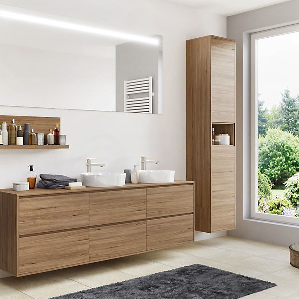 Mitigeur lavabo haut façon inox et or rose Essebagno Allure