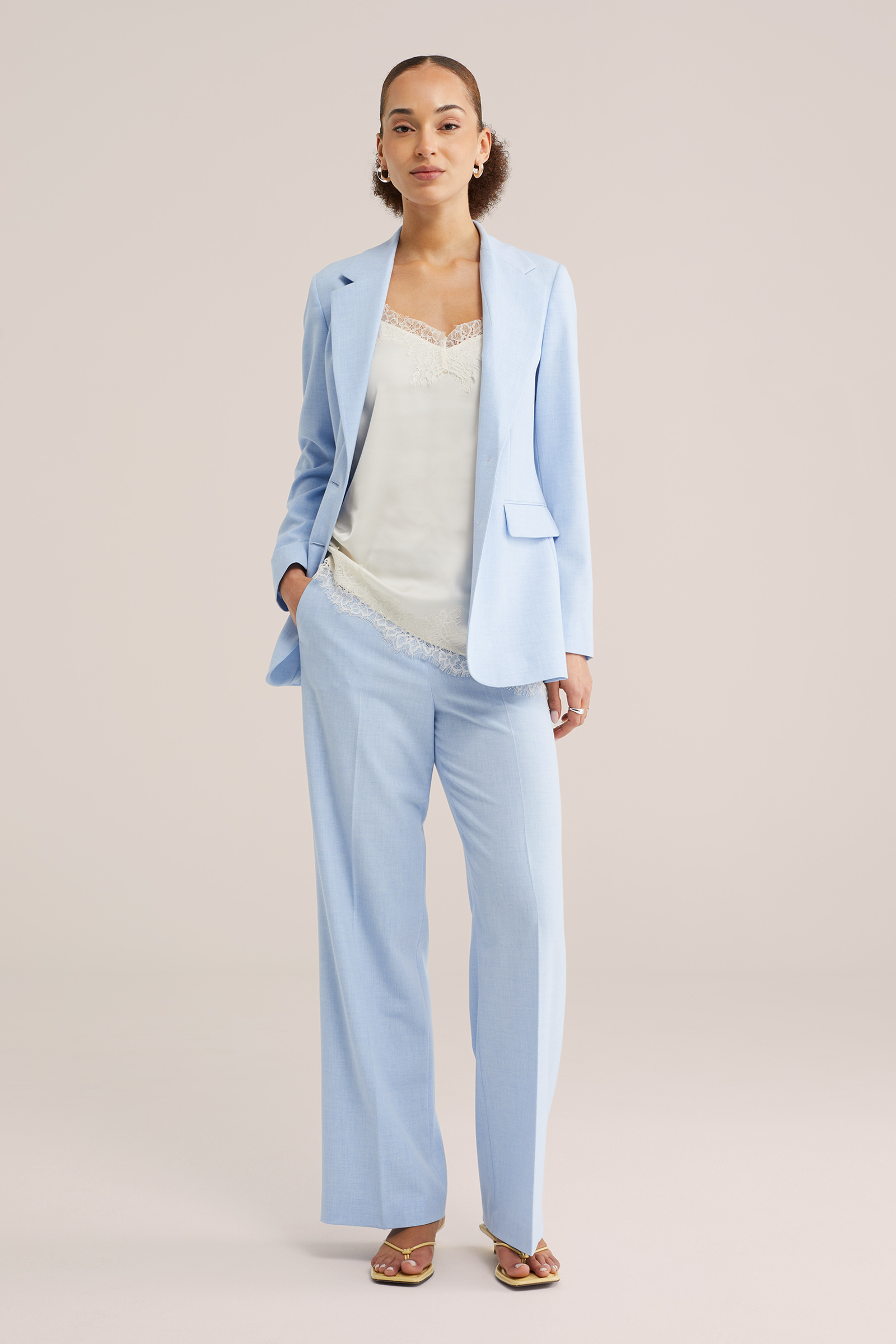 Dames gem&ecirc;leerde wide leg pantalon