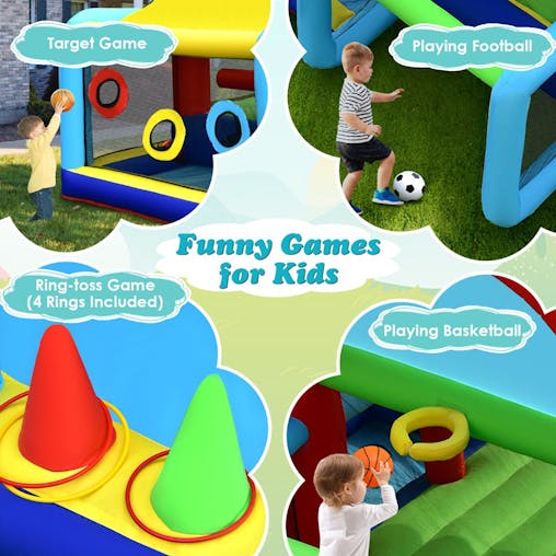 NNECW Inflatable Bounce House with Dual Slides and Jumping Area with 450W Blower