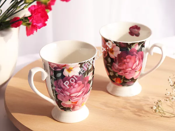 Komplet 2 kubków 0,34 L Duo -Spring roses black 15.SPR-B.K2K