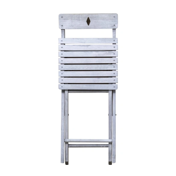 Sitzgruppe, 1 Tisch   2 Stühle, Akazie, grau mit Vintage-Finish
