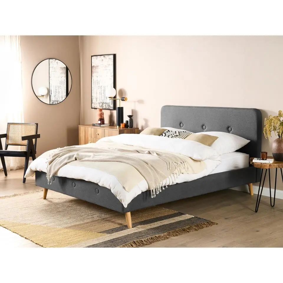 RENNES - Tweepersoonsbed - Grijs - 160 x 200 cm - Polyester