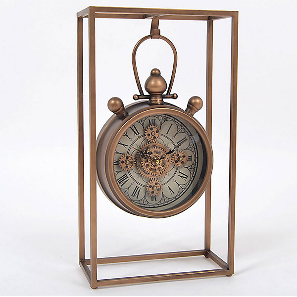 Horloge Factory suspendu bois métal 28x14x51cm