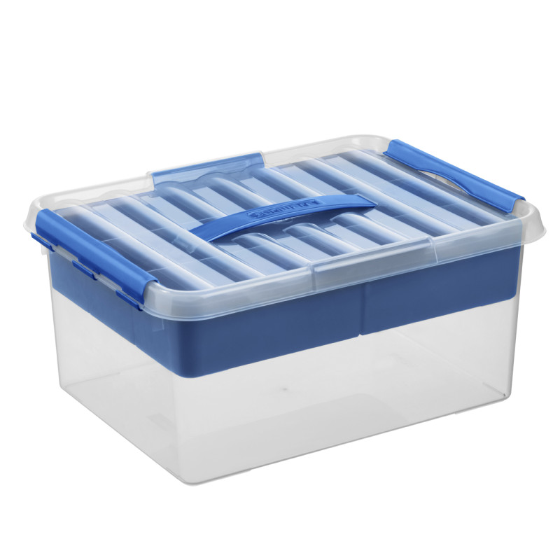 Box de rangement Q-line Multibox transparent et bleu 15 L SUNWARE