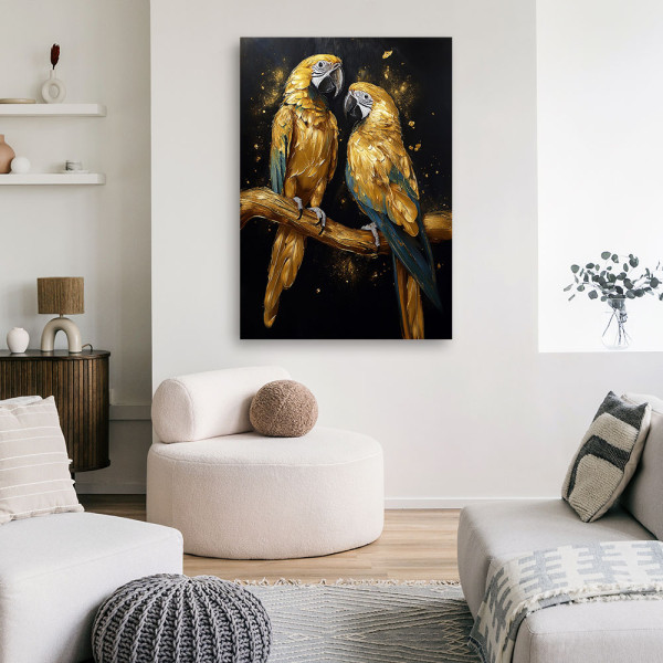 Feeby Obraz na płótnie, Złote Papugi Zwierzęta 40x60