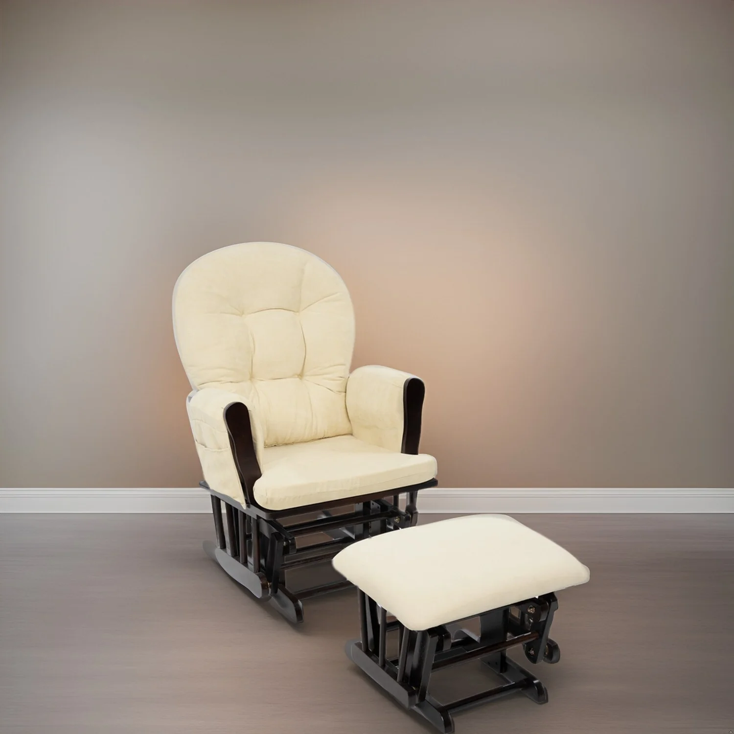 Ultimate Nursery Comfort - Glider and Ottoman Set with Reclining Cushion Chair, Rocker Chair with Padded Back and Armrests