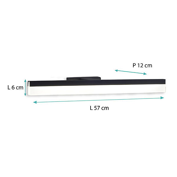 Applique de salle de bain 57 cm noire - Voltman
