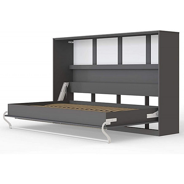 Armoire Lit escamotable 120x200cm Supérieur Horizontal Lit Mural Anthracite-Anthracite brillant