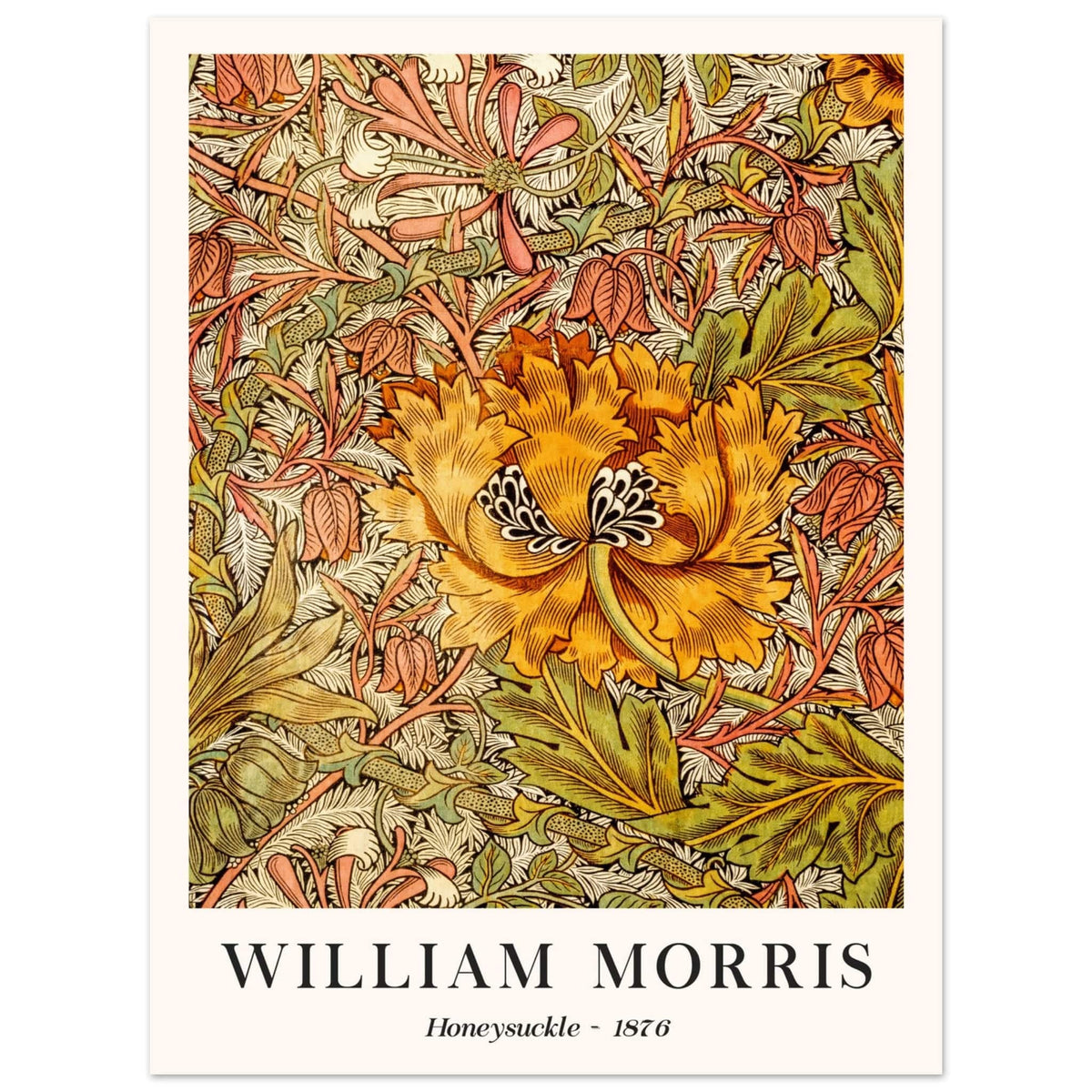 Artfulprints Poster William Morris - Honeysuckle II 1876  - 30x40 cm - Oranje