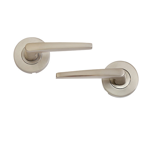 Ensemble poignée sur rosace rond à pousser Colan aluminium argent Ø52mm