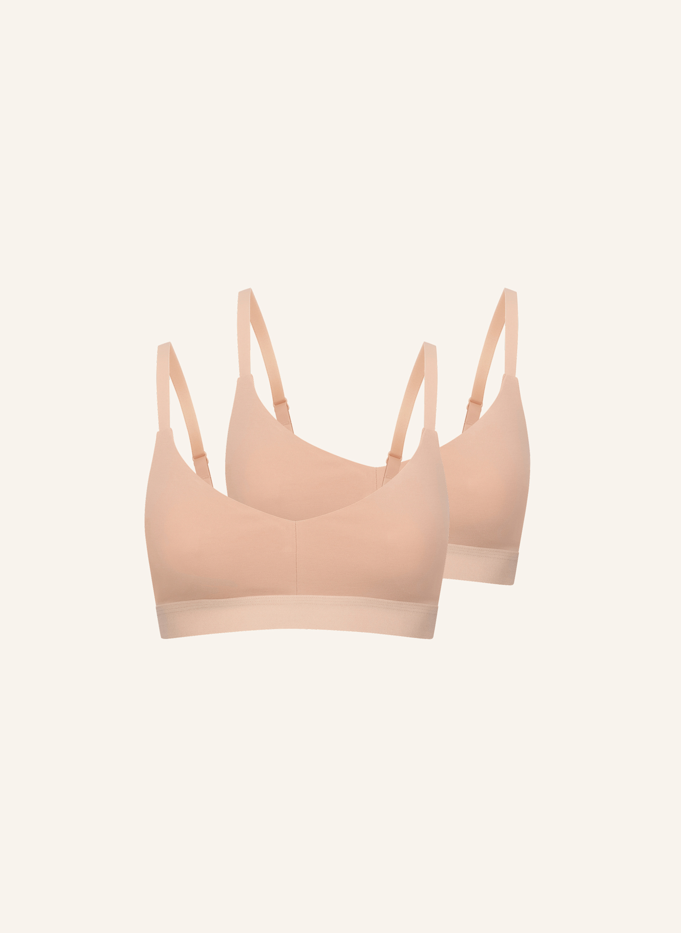 erlich textil 2er Pack Casual Cotton Bralette mit herausnehmbaren Pads bügellos mit Baumwolle (aus kontrolliert biologischem Anbau) - verstellbare Träger