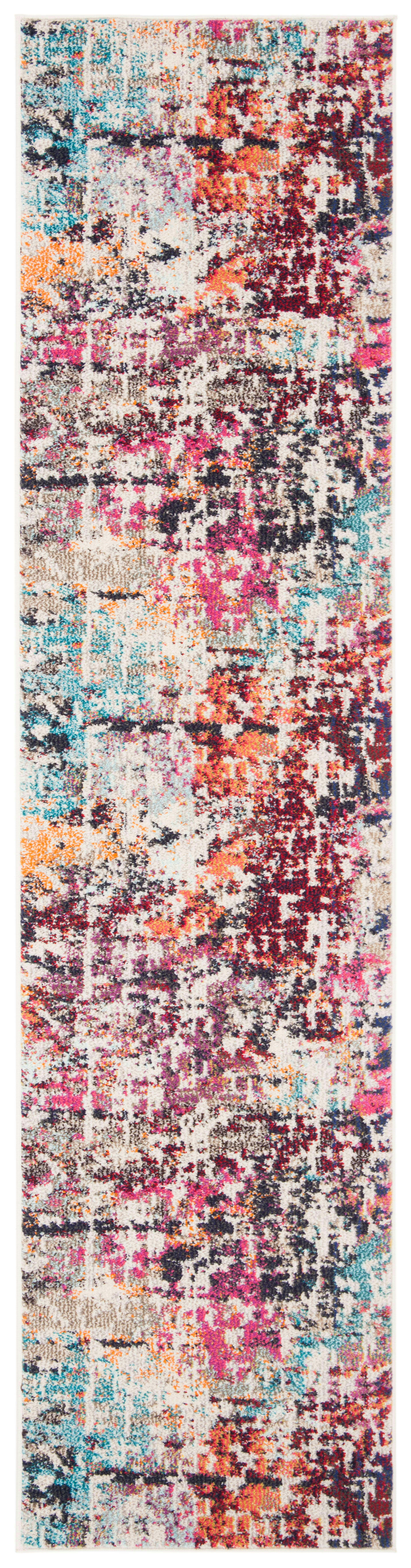 MADISON - Tapis de salon interieur en rouge & bleu clair, 61 x 244 cm
