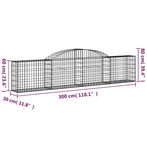 NNEVL Arched Gabion Basket 300x30x60/80 cm Galvanised Iron