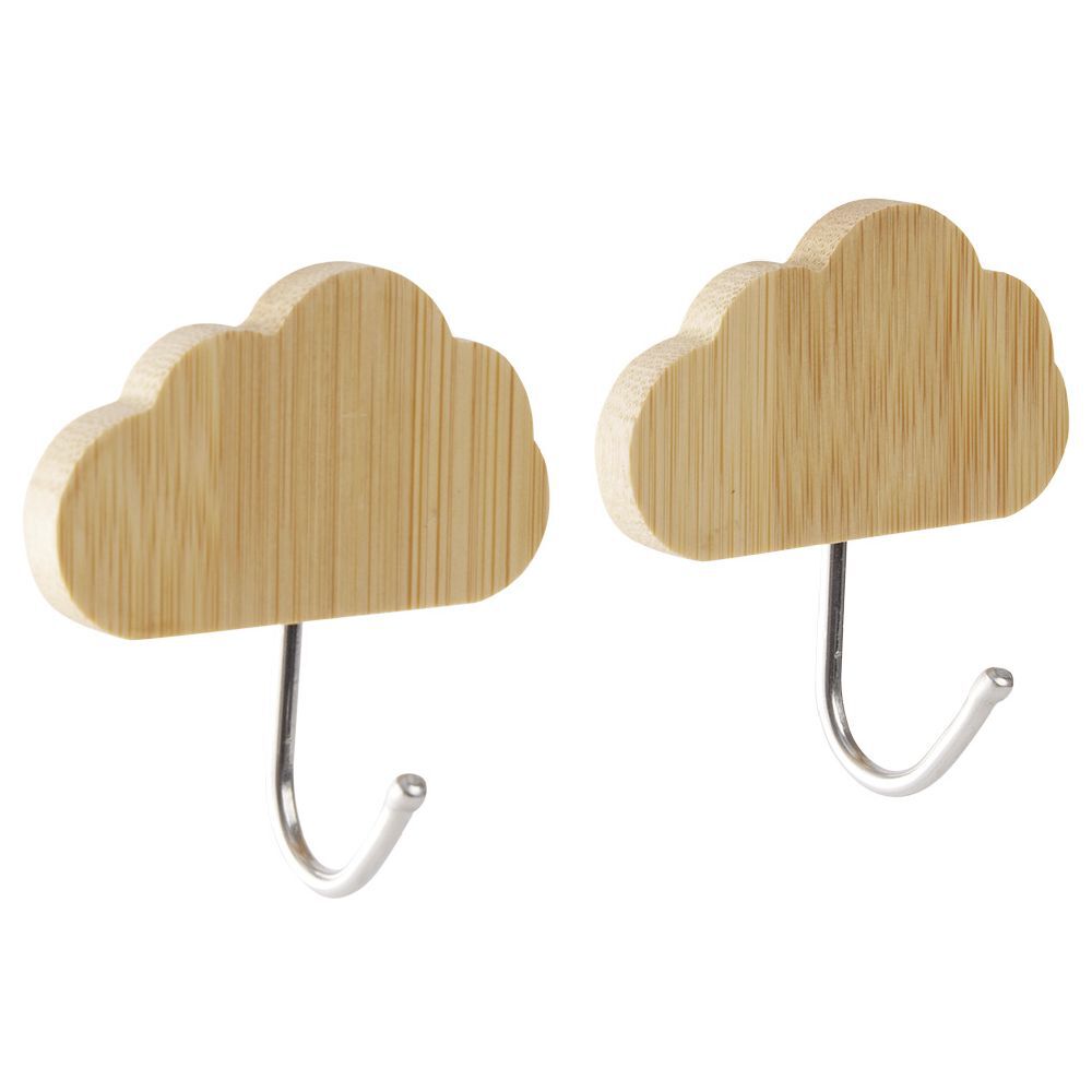 Patère murale forme nuage bambou et métal 6xH6cm x2