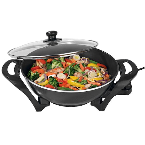 Large Electric Wok, Non-Stick, 5.4L Capacity, 240 C Max