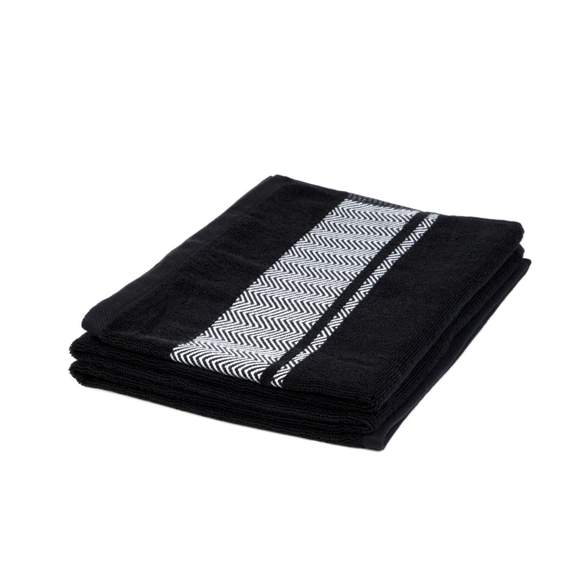 Ręcznik MAIARA Czarny z ozdobnym przeszyciem 70x130 cm