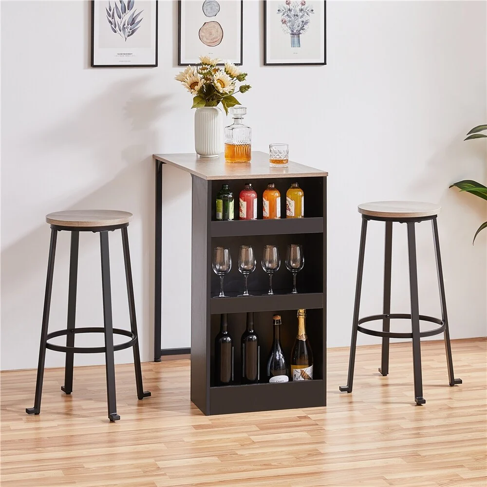 Yaheetech Metal Bar Stools Set of 2 Backless Barstools with Round Top - N/A