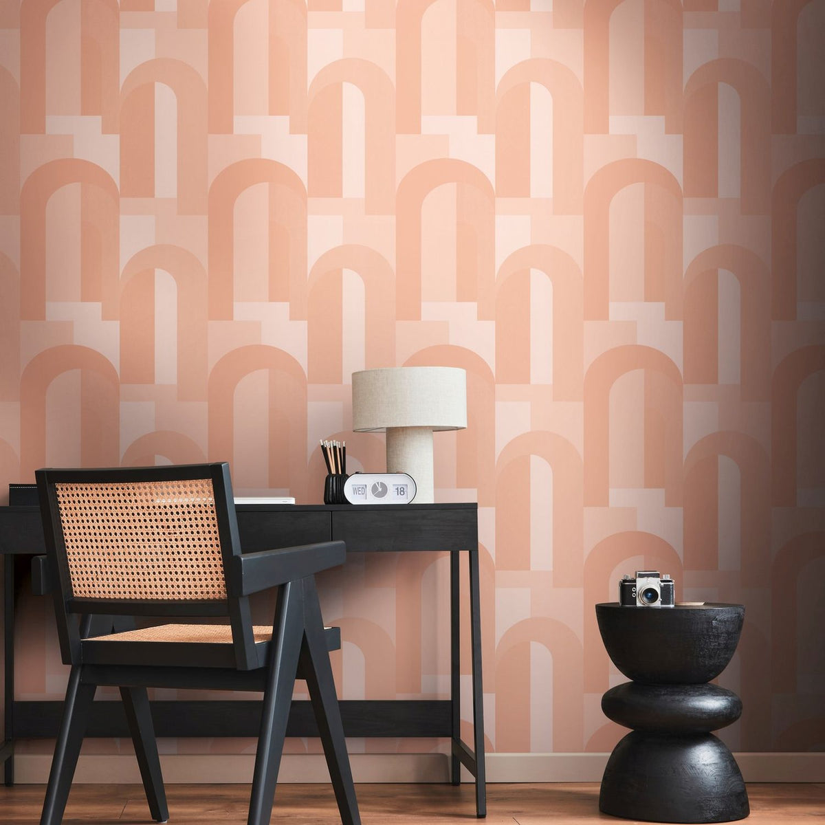 Livingwalls behang art deco motief oranje en beige - 53 cm x 10.05 m - AS-391702