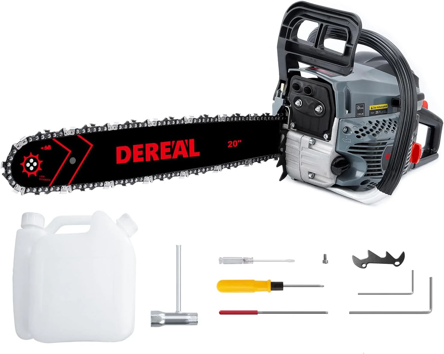 20 Inch 62CC Gas Powered Chainsaw 3.4HP 2 Stroke Engine Gas Power Chain Saw for Cutting Wood Outdoor Garden Farm Home(20IN-6220G/Grey1)