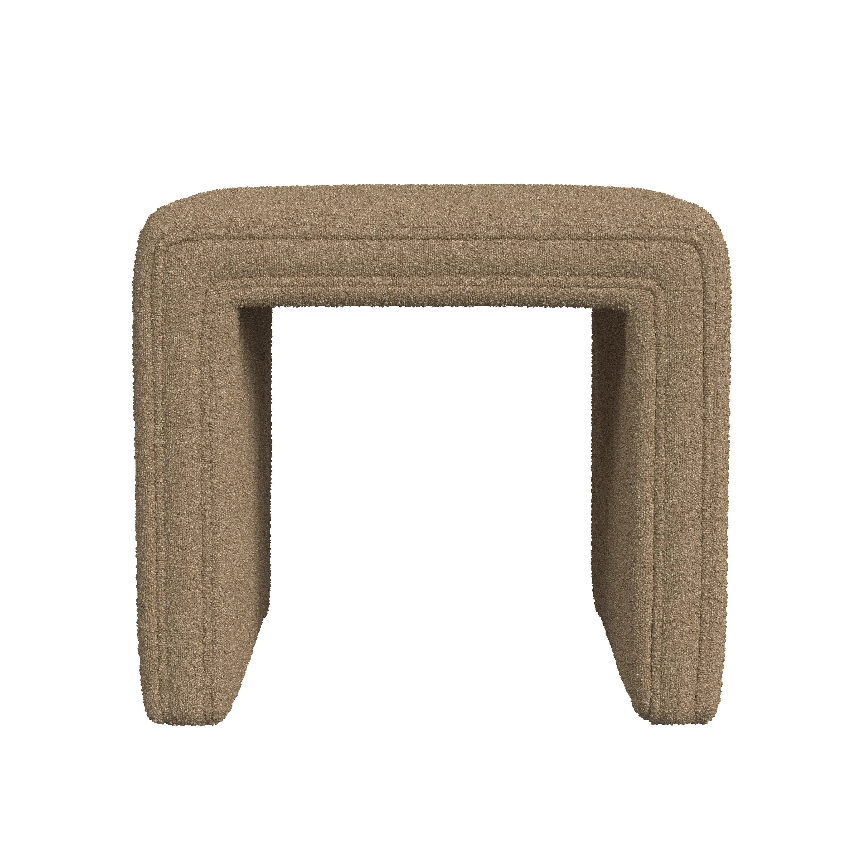 Ada Footstool Ottoman, Channel Tufted Taupe Brown Boucle, 19 Inch