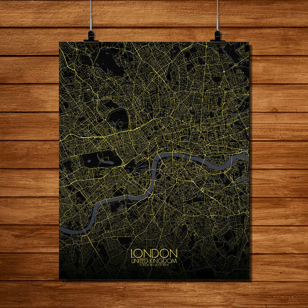 - Affiche Londres Carte Nuit 40x50
