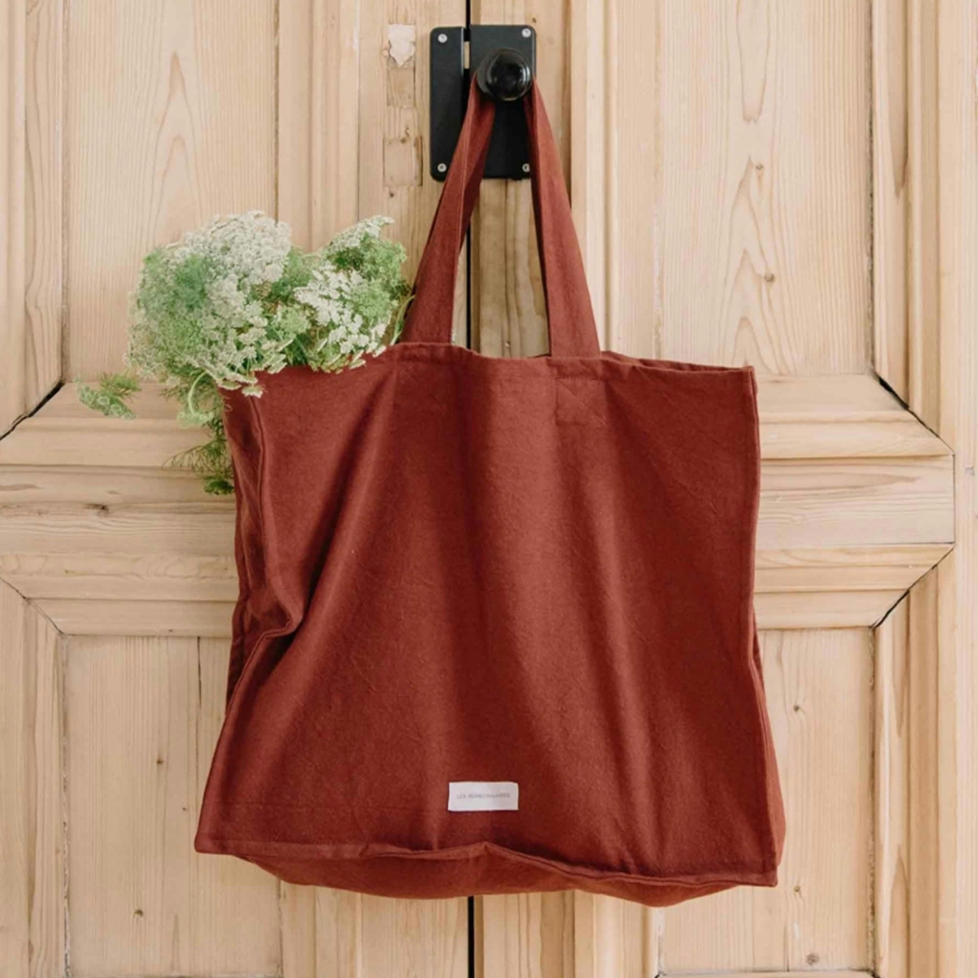 - Grand cabas en toile de coton bio rouille