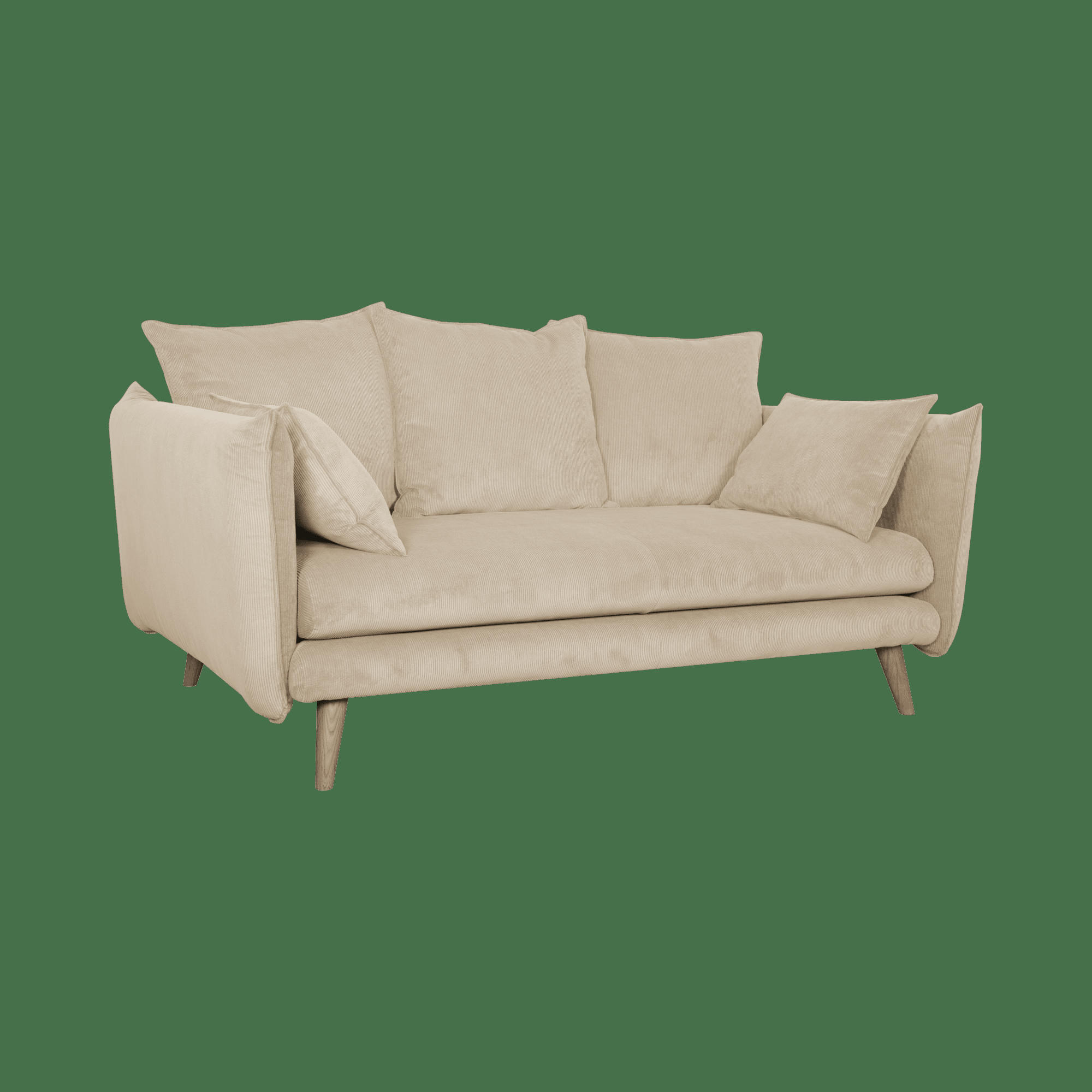 ORION - Canapé velours côtelé Beige 2 places