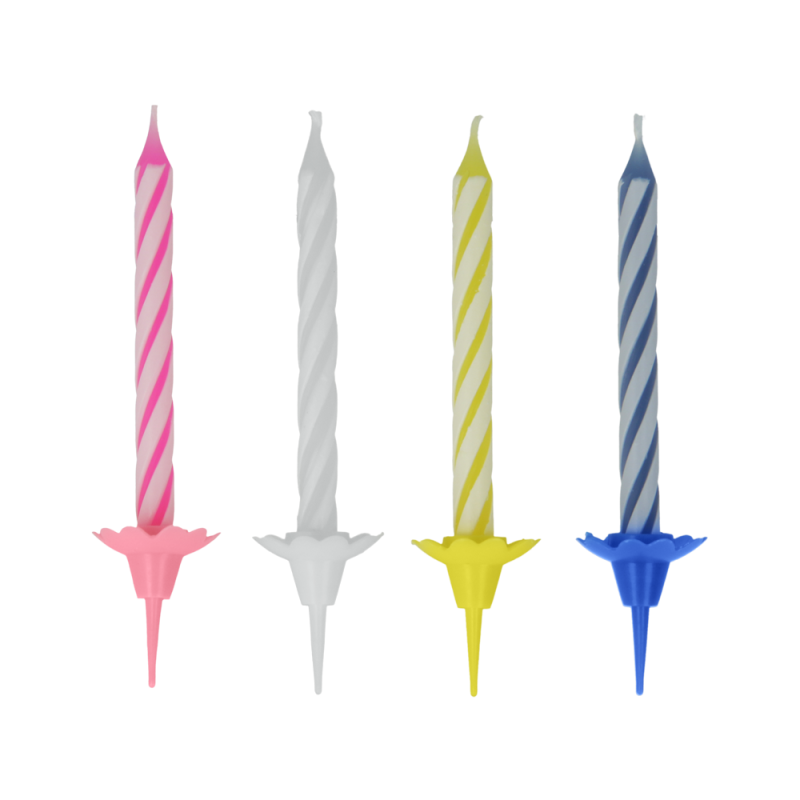 Set de 24 bougies anniversaire et 12 supports