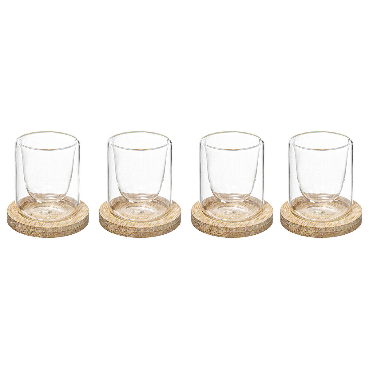 Conjunto de 4 chávenas de café com base de bambu