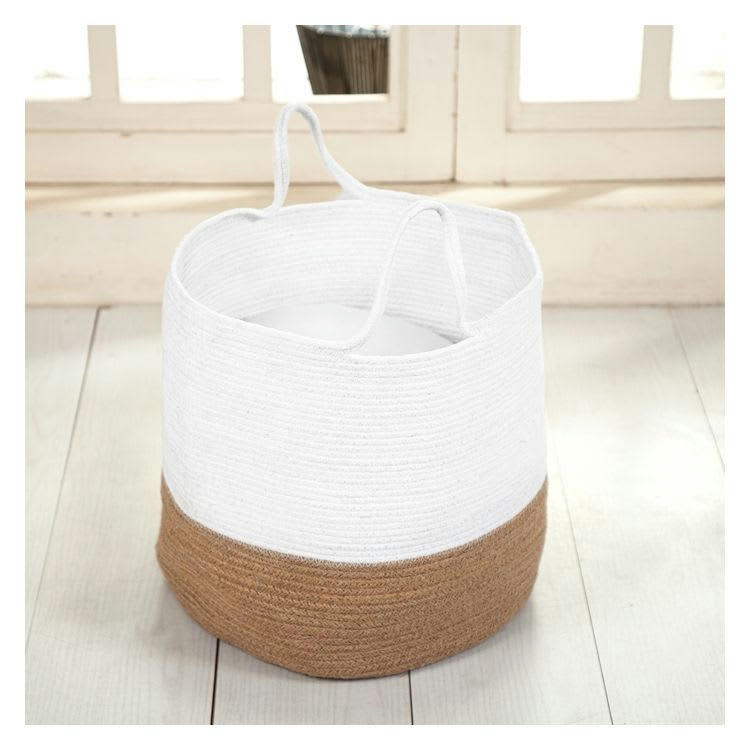 BOUBOU - Panier en jute naturelle et blanc