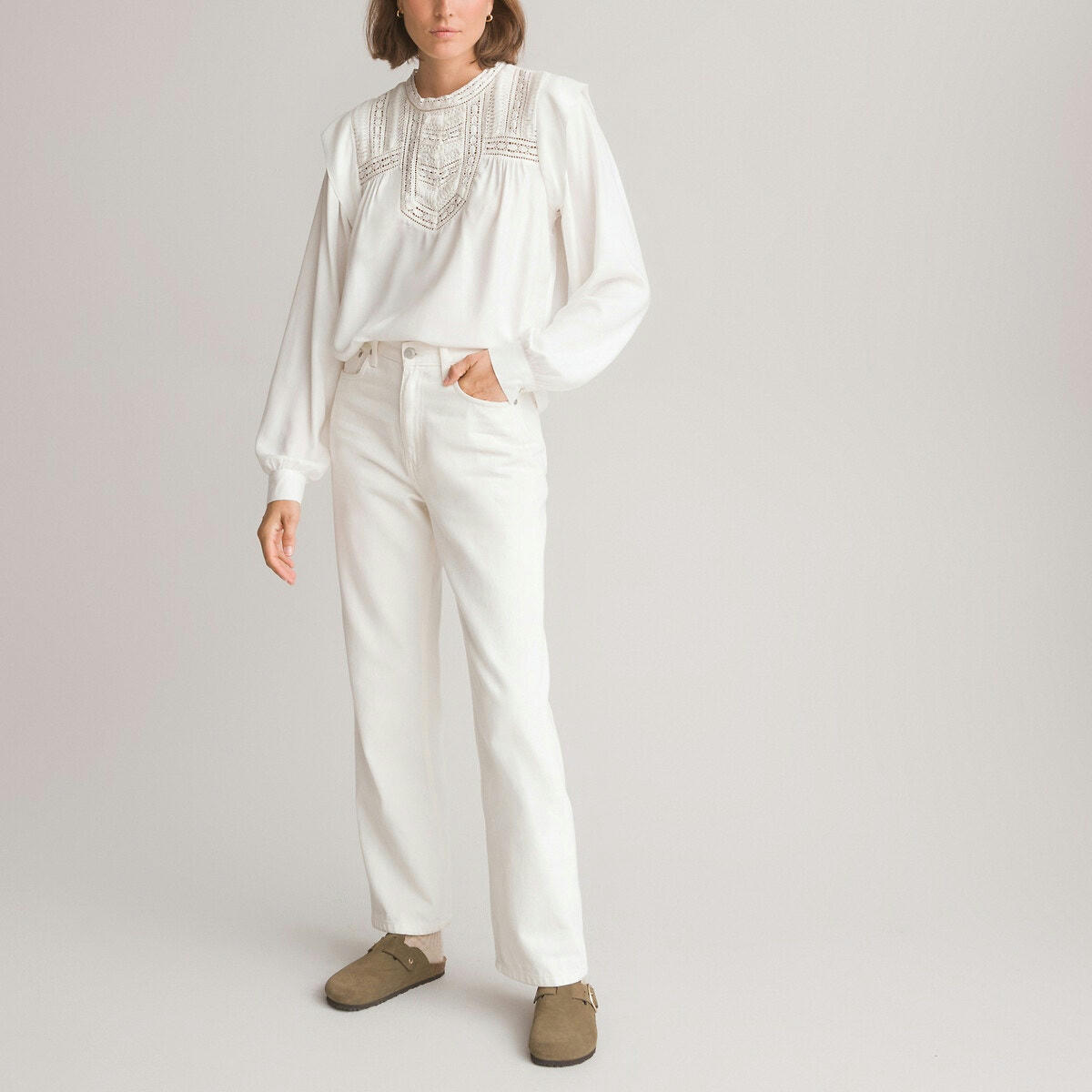 Blouse encolure ronde, manches longues