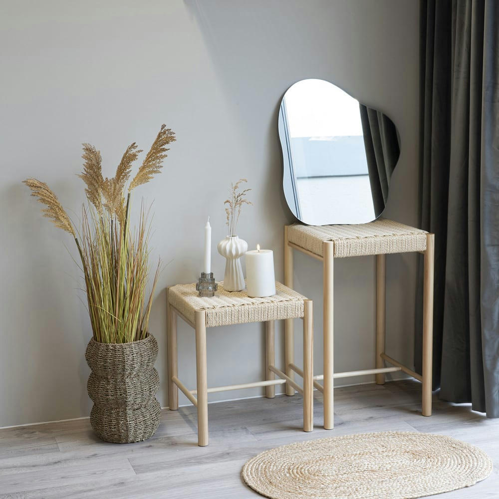 ABANO - Tabouret en bois et corde H46,5cm naturel