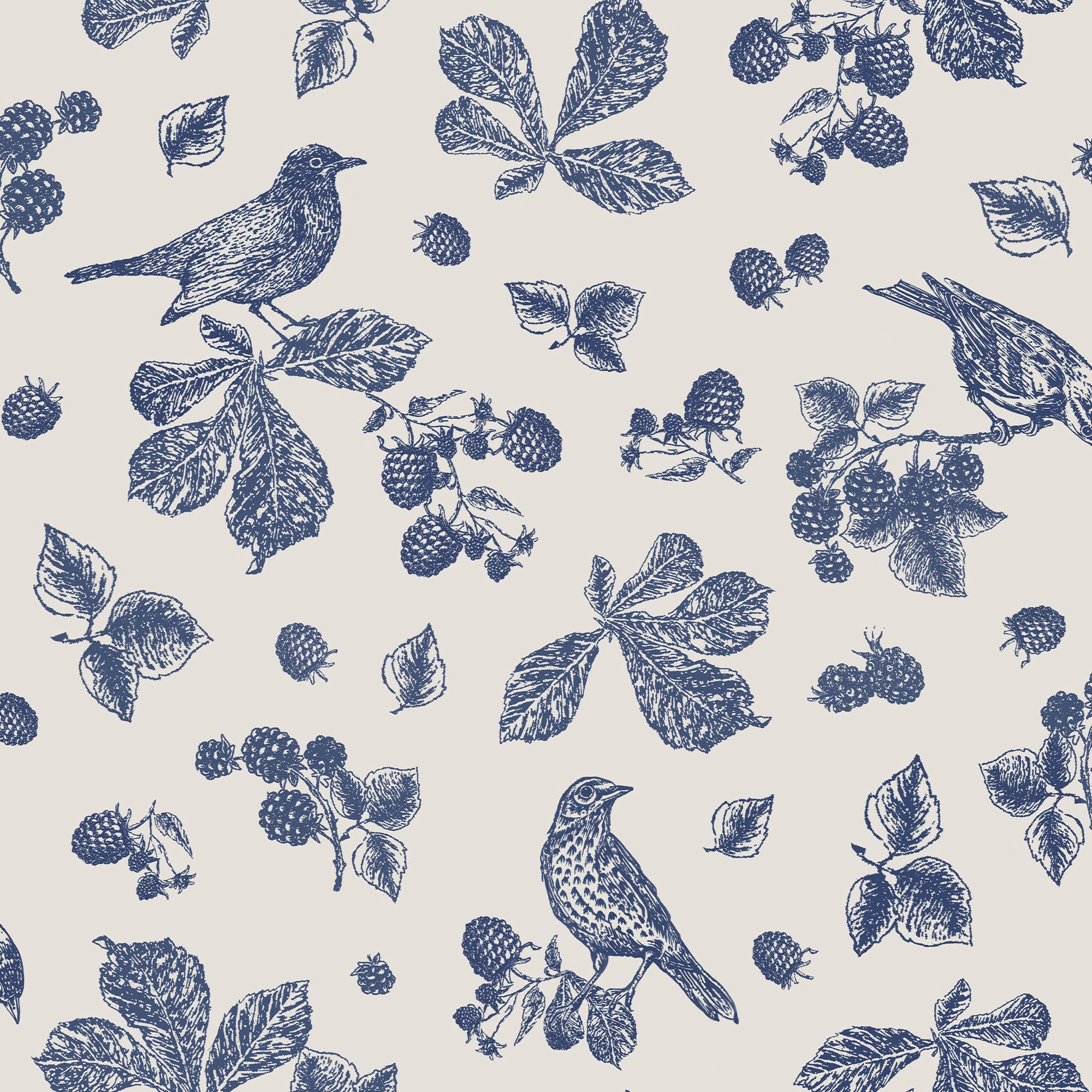 Joules Vliesbehang - Blackberry Bird - 1005x52