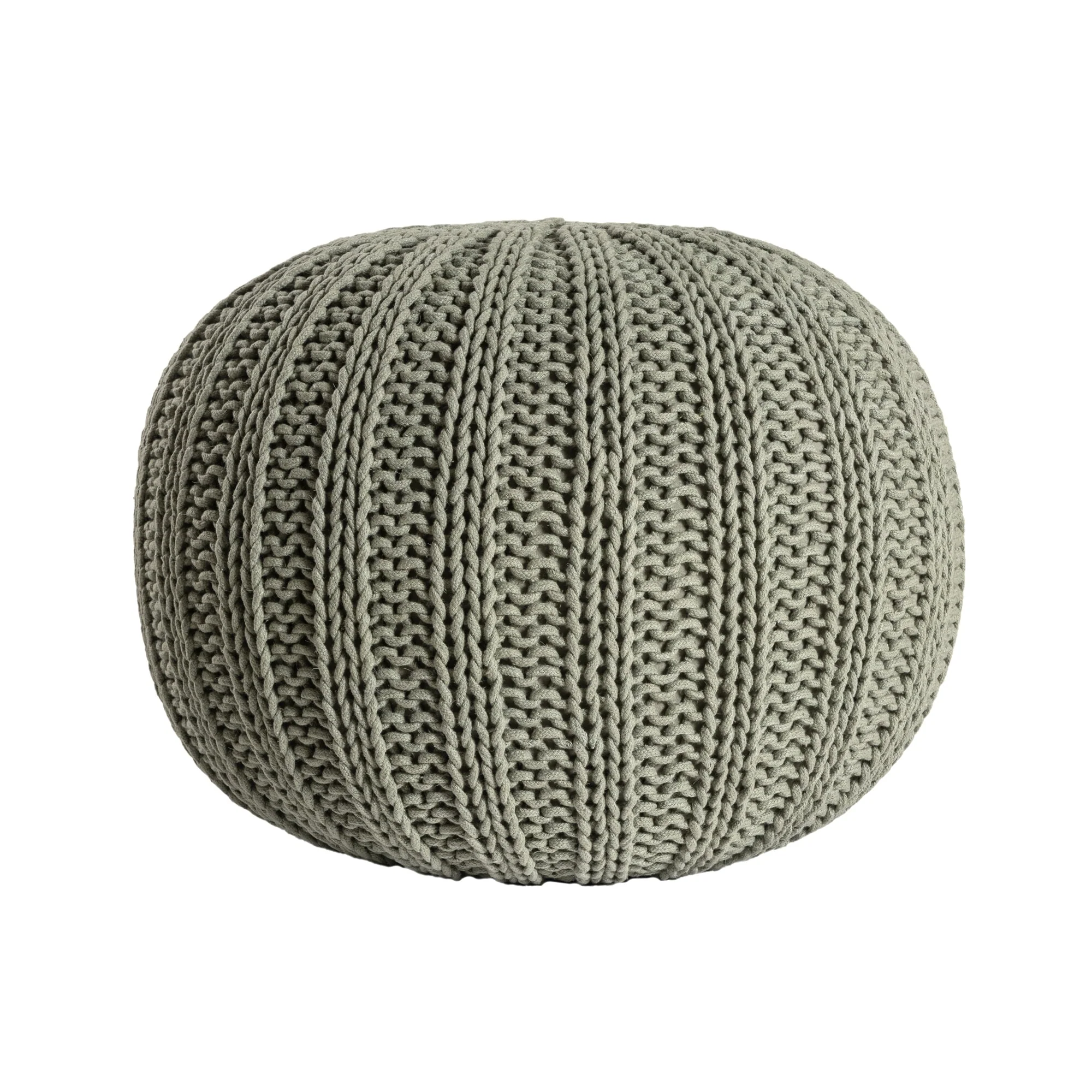 Sevita Cableknit Cotton Round Ottoman Pouf