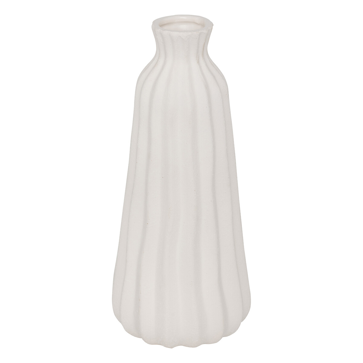 Striped vase "Fernan" Ceramic, White, H.30 cm