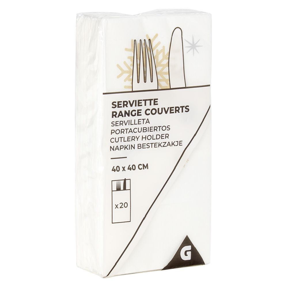 Serviette kangourou en papier motif flocon de neige x20