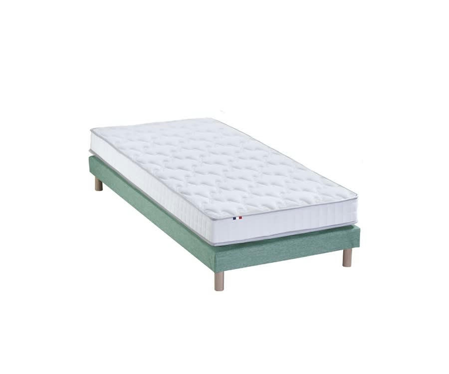 ENSEMBLE ESSENCE - Ensemble matelas mousse et latex sommier vert 90x190