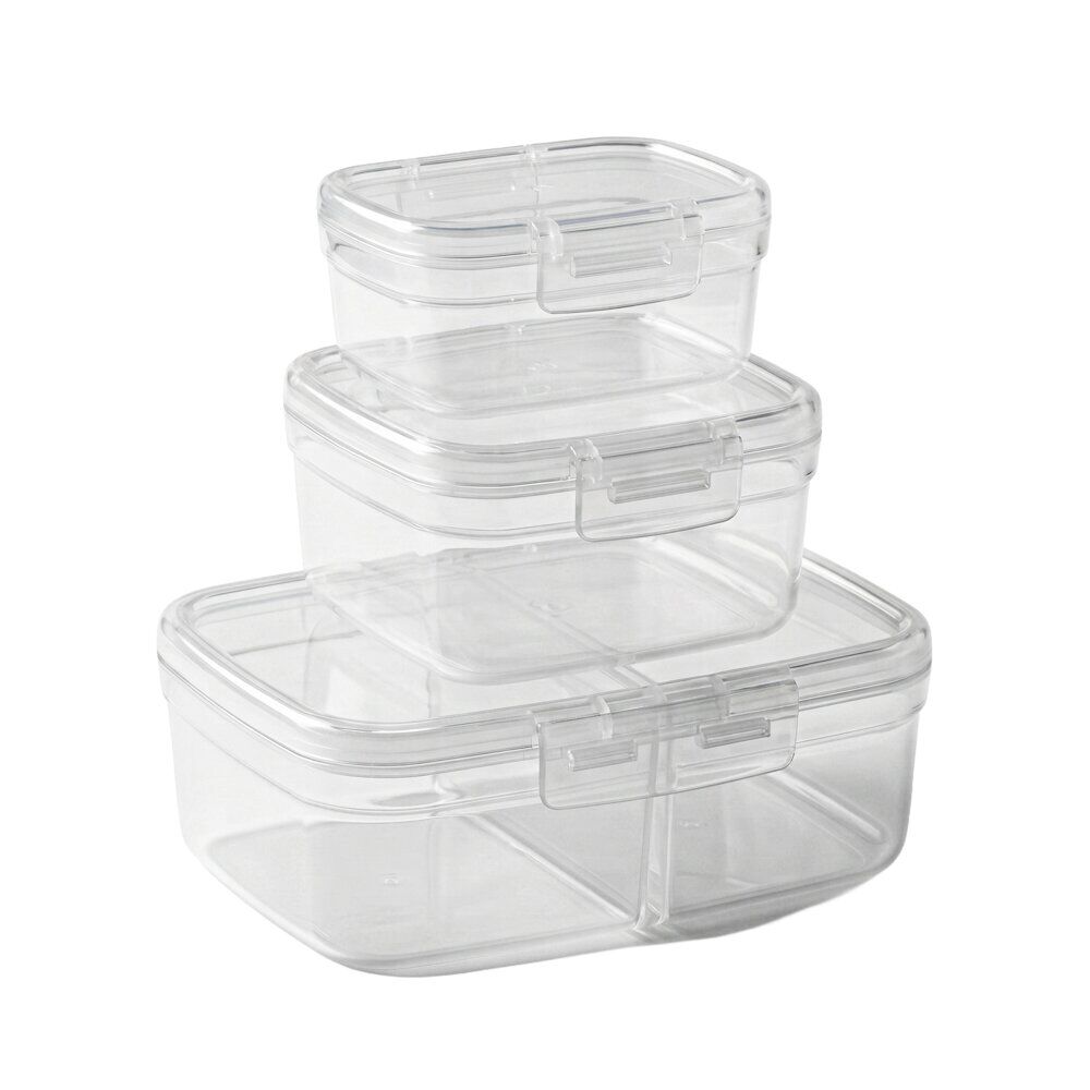 BoÎte alimentaire x3 Snapbox 4 compartiments plastique transparent 1,4/0,9/1,8L