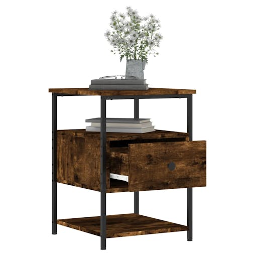 NNEVL Bedside Cabinets 2 pcs Smoked Oak 40x42x56 cm Engineered Wood