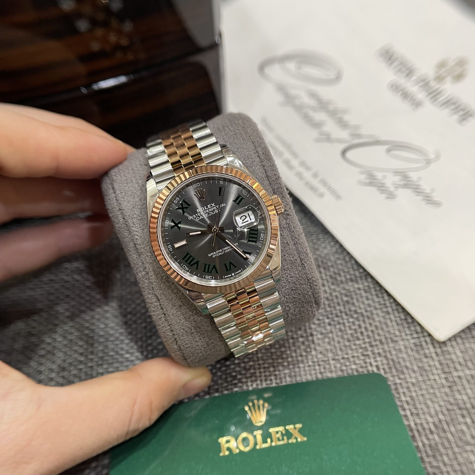 Rolex Datejust 126231 SS/RG Plated Wimbledon Grey Dial 36mm Jub Super Clone