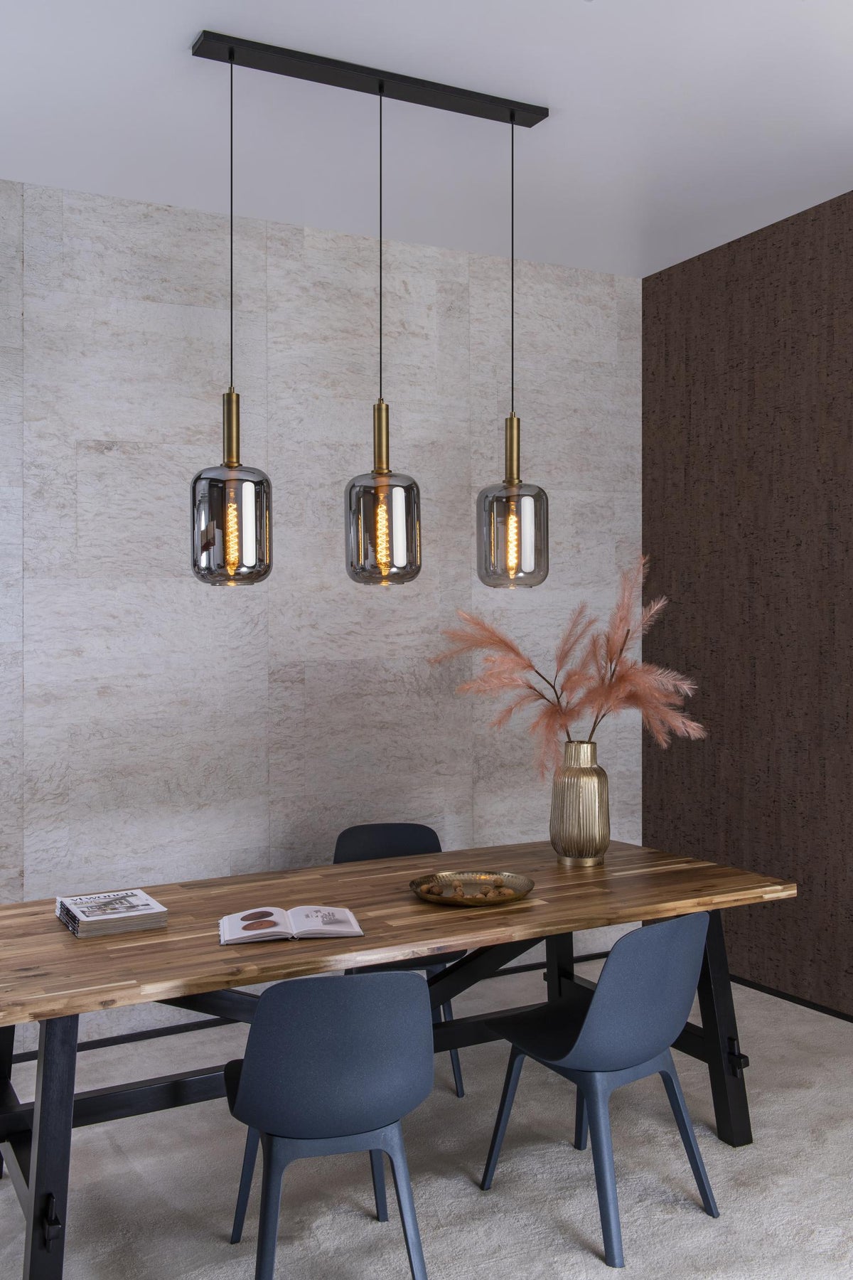 Lucide hanglamp JOANET - 3xE27 - Fumé