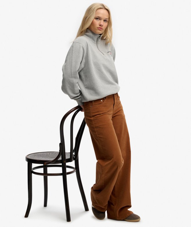 Mid Waist Baggy Mini Cord Pants